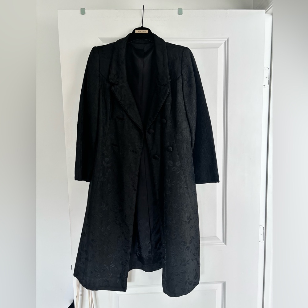 Vintage Brocade Black Double-Breasted Coat